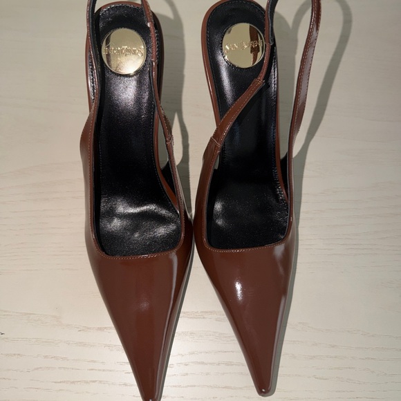 Saint Laurent Chocolate Brown Slingback Heels - Picture 4 of 10